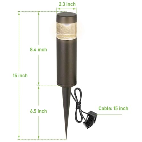 hykolity Low Voltage Landscape Lights, 3W 120LM 12V-15V LED Round Bollard Light, Wired Outdoor Walkway Light Path Lights for Yard Lawn, Aluminum Construction, 30 Watt Equivalent, 6 Pack - Image 4