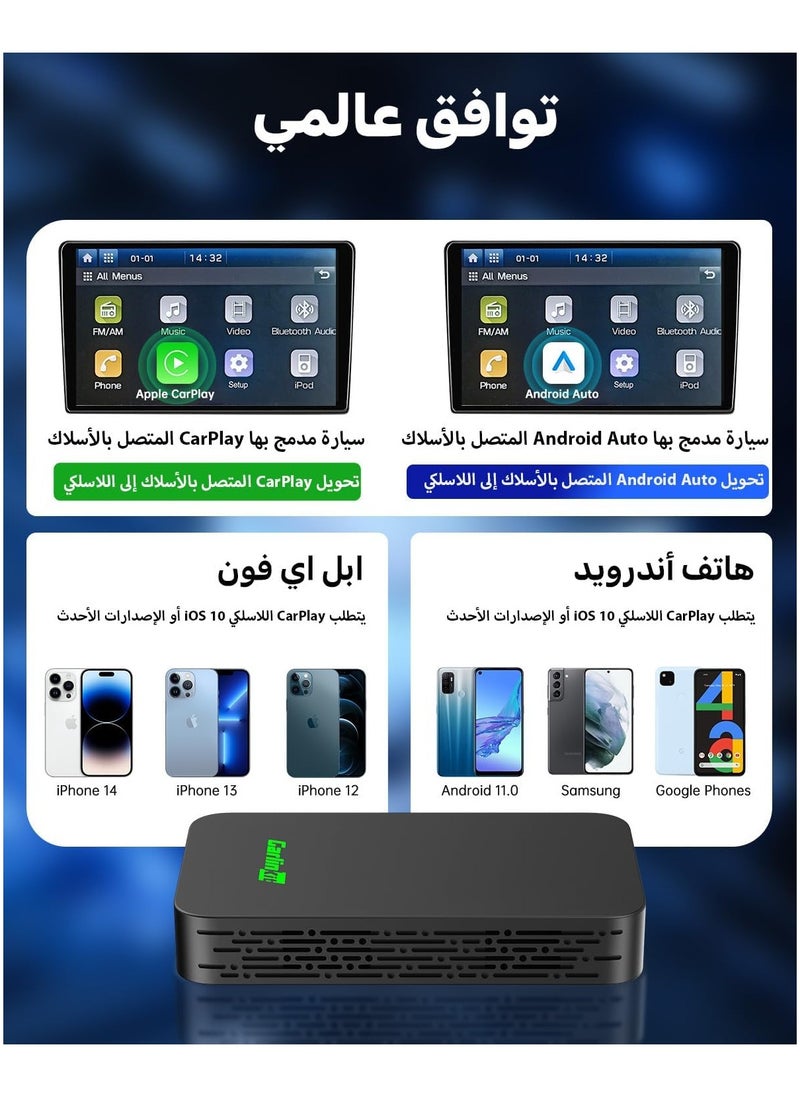 كار لينكيت - محول لاسلكي Carlinkit 2Air لـ CarPlay/Android Auto - أداء فائق: استقرار لا يُضاهى، زمن انتقال منخفض، مساعد Siri/Google، متوافق فقط مع مركبات CarPlay/Android Auto السلكية - Image 1