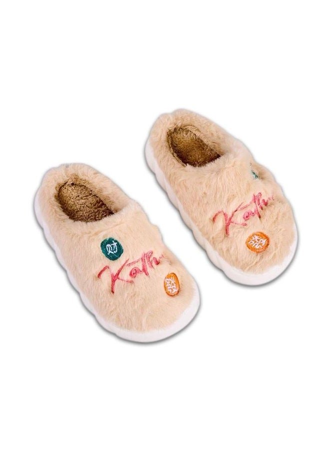 Kathey Kids Fur Slipper With Rubber Sole "Fits One Size Smaller"