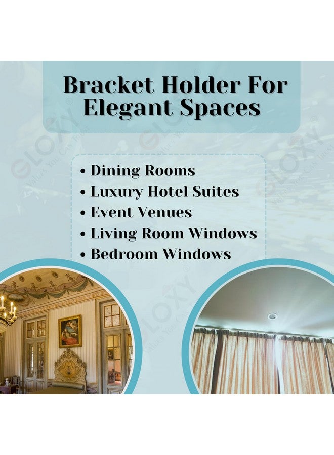 GLOXY Single Diamond Aluminum Curtain Brackets Parda Holders with Support Fittings Designer 1 Inch Rod Pocket Finials for Door & Window(Silver Mix Sky Blue,Pair of 4) - Image 5
