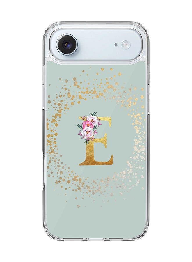 Stylizedd Classic Clear MagSafe Case for iPhone 17 Air , Hybrid Soft Case Flexible Edges Anti Drop TPU PC Gel Thin Transparent Cover [ Designed for iPhone 17 Air ] - Custom Monogram Initial Letter Floral Pattern Alphabet - E  (Light Grey )