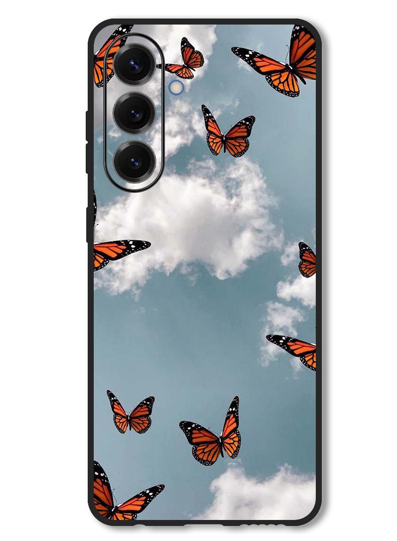 Theodor Case Compatible with Samsung Galaxy M56 6.74 Inch Protection Shockproof Bumper Cover Butterfies - Image 1