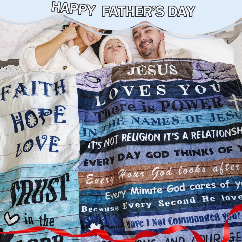 AUIVTY Christian Blanket Birthday Gifts for Women Men  Inspirational Scripture Throw Blanket with Bible Verse Religious Gifts for Women Friends (Navy Letter 40x50 Inch) - Image 5