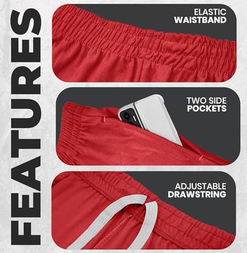 NY Threads Men's Athletic Shorts Quick Dry Loose-Fit Lightweight Running Workout Gym Shorts with Pockets, X-Large, Red - Image 4