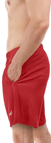 NY Threads Men's Athletic Shorts Quick Dry Loose-Fit Lightweight Running Workout Gym Shorts with Pockets, X-Large, Red - Image 2