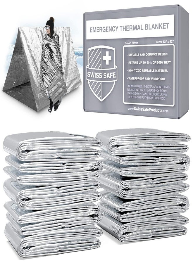 Swiss Safe Emergency Mylar Thermal Blankets (Bulk 10-Pack) - Designed for NASA, Outdoors, Hiking, Survival, Marathons or First Aid (Silver 10-Pack) - Image 1