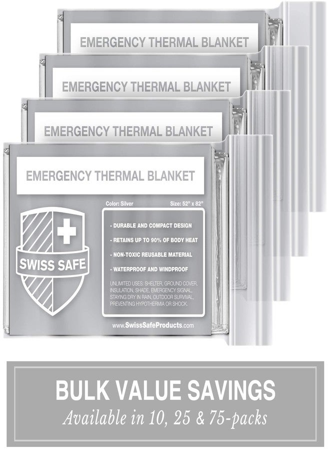 Swiss Safe Emergency Mylar Thermal Blankets (Bulk 10-Pack) - Designed for NASA, Outdoors, Hiking, Survival, Marathons or First Aid (Silver 10-Pack) - Image 2