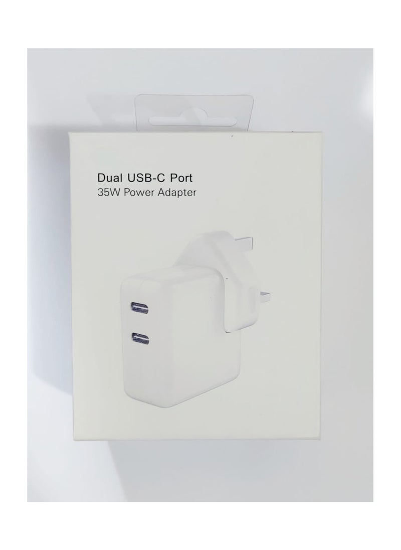 35W Dual USB C Port Power Adapter Compatible All iPhone & iPad MacBook Air (White)
