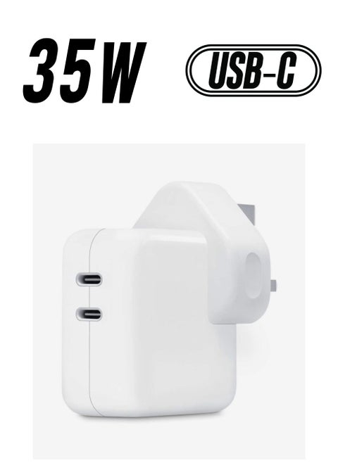 35W Dual USB C Port Power Adapter Compatible All iPhone & iPad MacBook Air (White)