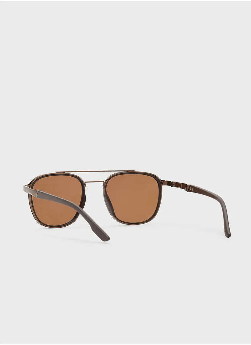 Robert Wood Polarized Lens Square Aviator Sunglasses