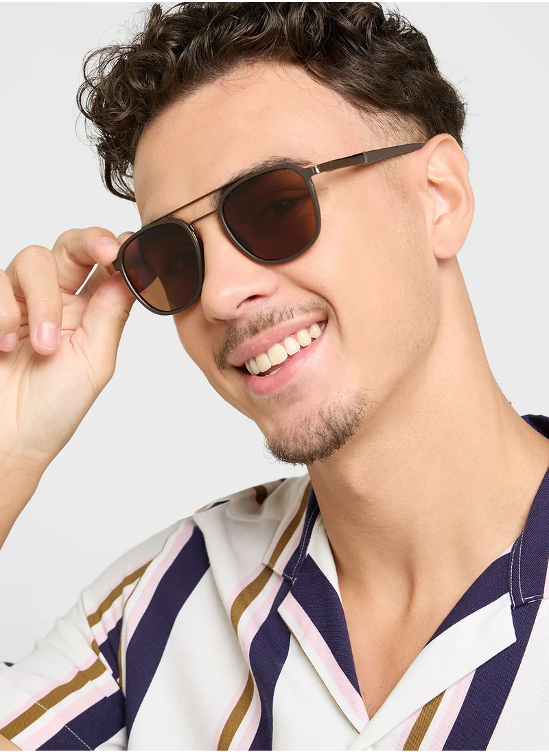 Robert Wood Polarized Lens Square Aviator Sunglasses