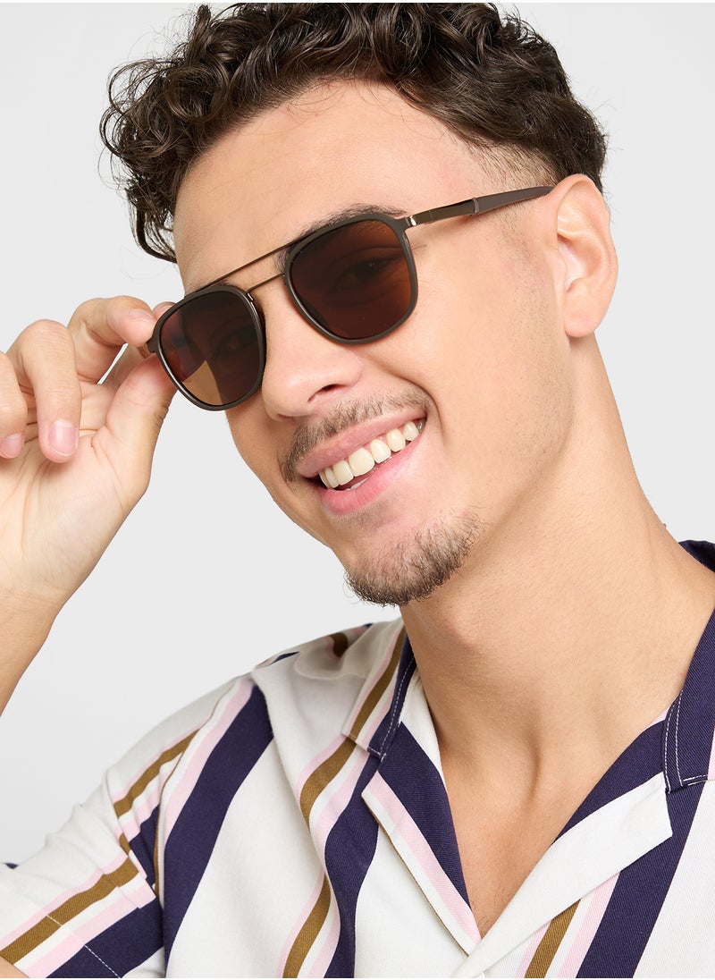 Polarized Lens Square Aviator Sunglasses