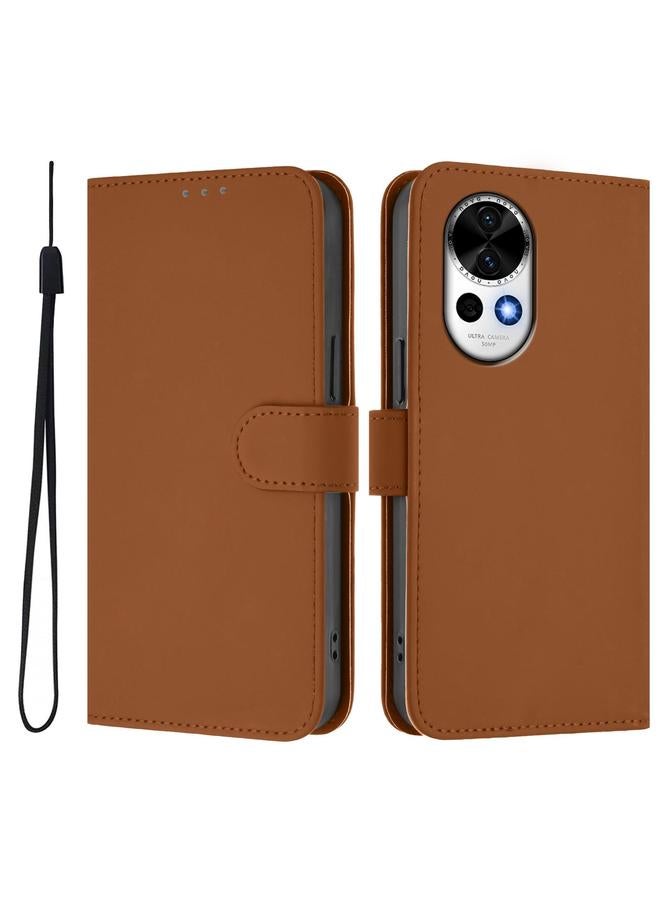 اس-توب جراب لهاتف Huawei Nova 13 / Nova 12 مصنوع من الجلد بلون سادة مع حبل - Image 2