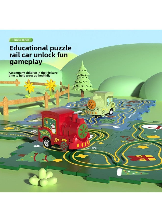 ألغاز كهربائية تعليمية مختارة بدقة للأطفال، قاطرة سيارة السكك الحديدية DIY، ألعاب بناء مشهد خريطة المدينة - اللون: سيارة السكك الحديدية () 12 قطعة + سيارة واحدة - Image 2