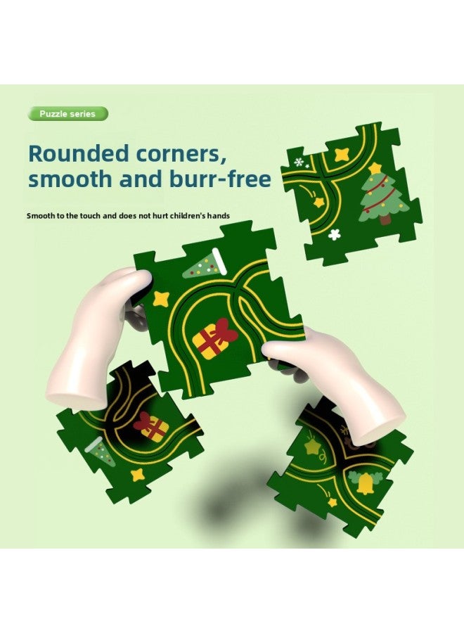 ألغاز كهربائية تعليمية مختارة بدقة للأطفال، قاطرة سيارة السكك الحديدية DIY، ألعاب بناء مشهد خريطة المدينة - اللون: سيارة السكك الحديدية () 12 قطعة + سيارة واحدة - Image 4