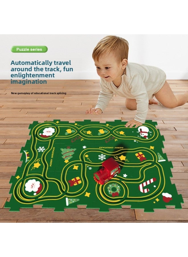 ألغاز كهربائية تعليمية مختارة بدقة للأطفال، قاطرة سيارة السكك الحديدية DIY، ألعاب بناء مشهد خريطة المدينة - اللون: سيارة السكك الحديدية () 12 قطعة + سيارة واحدة - Image 3