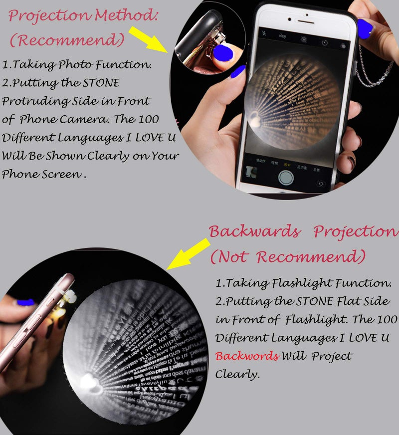 Tornito Gold Plated 100 Languages I Love You Memory Necklace Projection Pendant Necklace For Women (A1:Heart Shape,Silver Tone) - Image 2