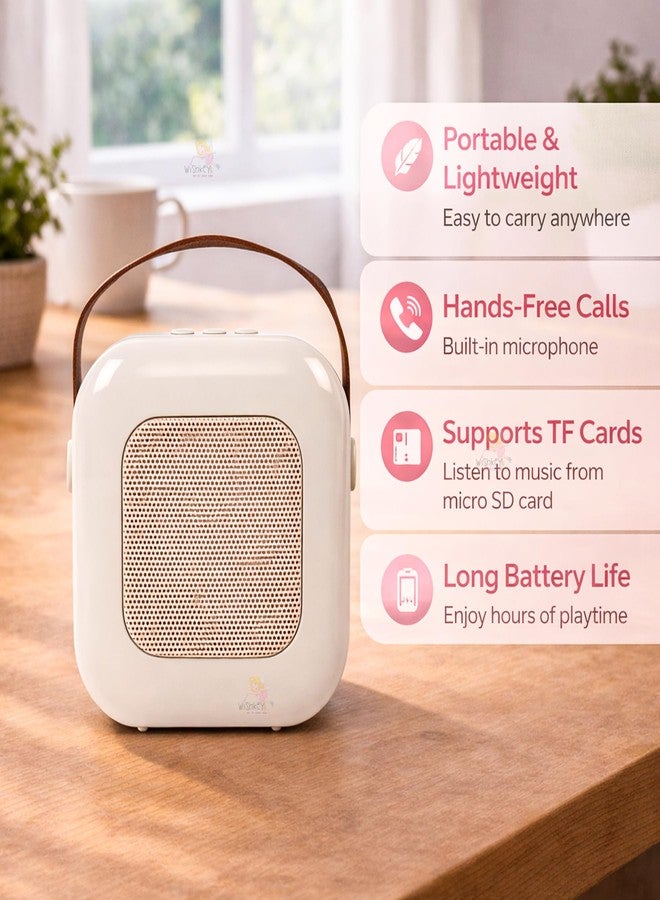 ويش كي ميكروفون كاريوكي قابل لإعادة الشحن من WISHKEY مع مكبر صوت، ميكروفون كاريوكي لاسلكي صغير محمول بتقنية بلوتوث مع مكبر صوت مدمج وأضواء LED، لعبة ممتعة وهدية عيد ميلاد للأطفال والأولاد والبنات والكبار (باللون الأبيض) - Image 4