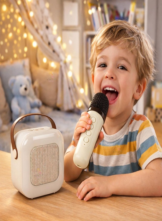 ويش كي ميكروفون كاريوكي قابل لإعادة الشحن من WISHKEY مع مكبر صوت، ميكروفون كاريوكي لاسلكي صغير محمول بتقنية بلوتوث مع مكبر صوت مدمج وأضواء LED، لعبة ممتعة وهدية عيد ميلاد للأطفال والأولاد والبنات والكبار (باللون الأبيض) - Image 2