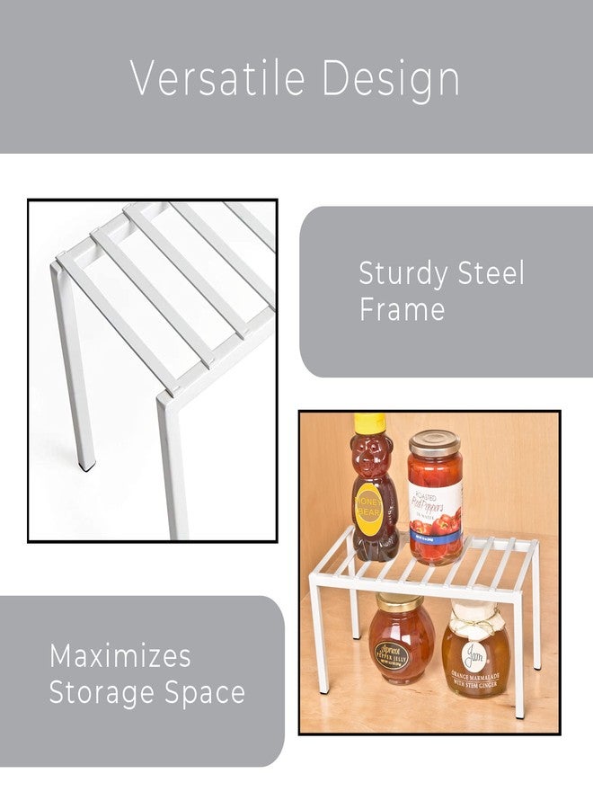 Smart Design Premium Cabinet Storage Shelf Rack - Small - 10.5 x 5.25 Inch - Steel Metal - Rust Resistant - Cupboard, Plate, Dish, Cup, Bathroom Counter and Pantry Organization Riser - Kitchen - White - Image 3