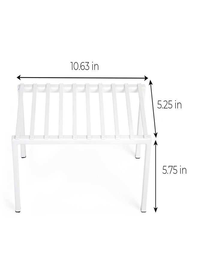 Smart Design Premium Cabinet Storage Shelf Rack - Small - 10.5 x 5.25 Inch - Steel Metal - Rust Resistant - Cupboard, Plate, Dish, Cup, Bathroom Counter and Pantry Organization Riser - Kitchen - White - Image 2