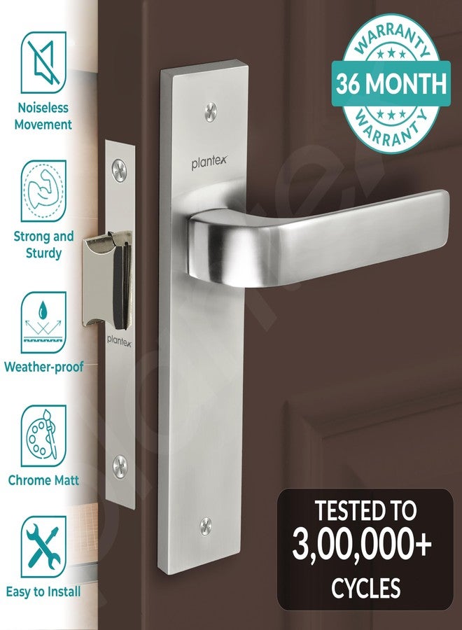 Plantex Heavy Duty Door Lock - Bathroom Door Lock/Mortise 8inch Keyless Plate Handle Set for Home/Bathroom/Store Room/Balcony/Office with Baby Latch (8107, Matt) - Image 2