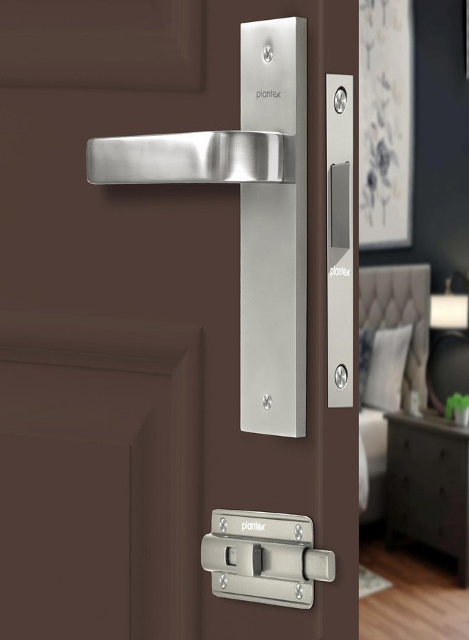 Plantex Heavy Duty Door Lock - Bathroom Door Lock/Mortise 8inch Keyless Plate Handle Set for Home/Bathroom/Store Room/Balcony/Office with Baby Latch (8107, Matt) - Image 1