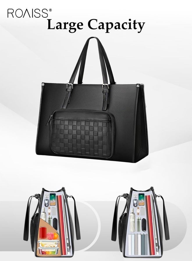 roaiss Insulated Simple Fashionable Lunch Bag Popular Practical Large Capacity Thermal Tote With Separate Compartments For Work Travel Black - Image 2