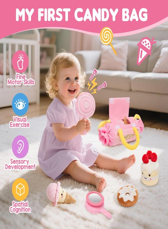 GNAYUIJ Baby Toys 6-12 Months,My First Candy Bag Plush Toy-5 Sensory dessert Soft Toys with Rattle, Crinkle Paper, Squeaker, Mirror,Busy Montessori Soft Toys for Toddlers,1st Birthday for Babies Girls - Image 5