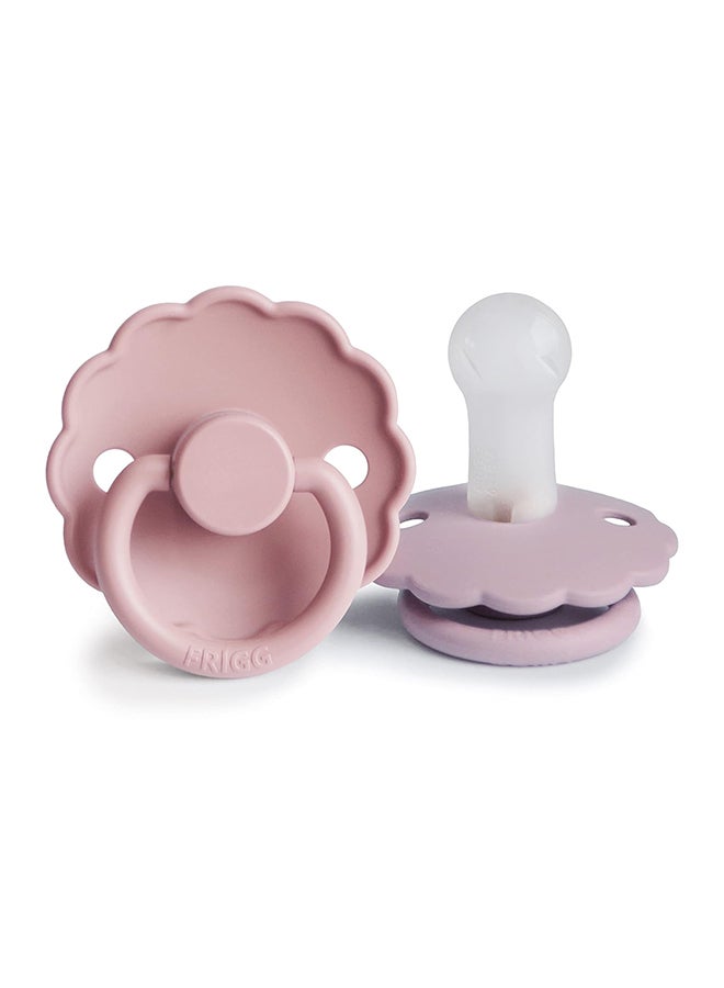 FRIGG Daisy Silicone Baby Pacifier 6-18M 2-Pack Baby Pink/Soft Lilac - Size 2