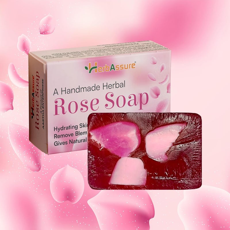 HerbAssure Handmade Herbal Soap Set Neem Aloevera and Rose Variants Natural Skin Care 4 Pieces - Image 2
