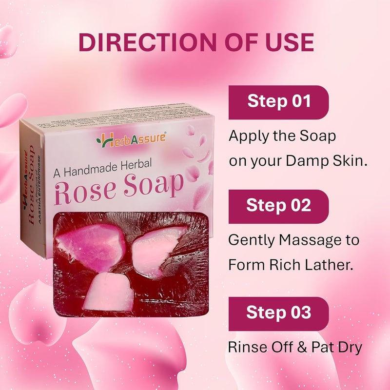 HerbAssure Handmade Herbal Soap Set Neem Aloevera and Rose Variants Natural Skin Care 4 Pieces - Image 4
