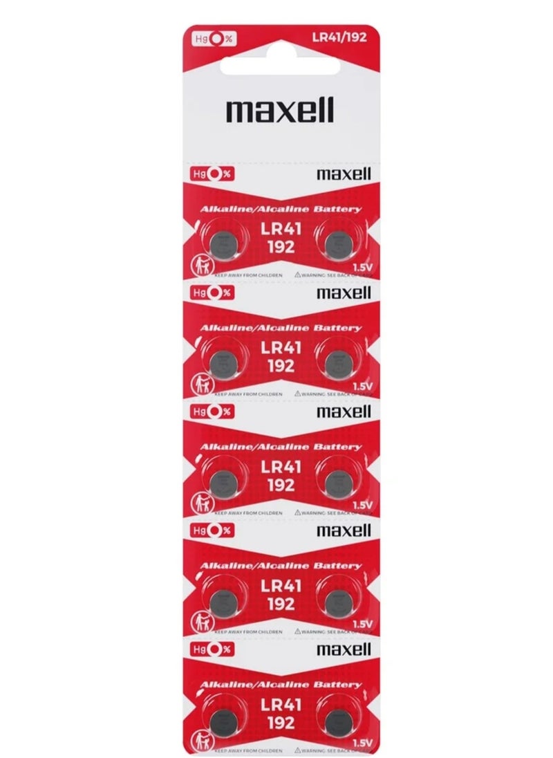 Maxell - Maxell 10 pieces Genuine LR41 192 Alkaline 1.5v Battery - Image 1