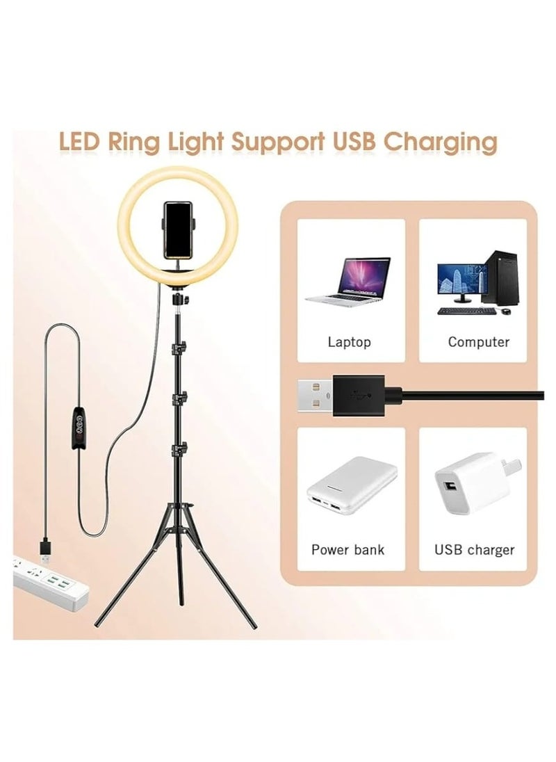 traditious Ring Light 10-Inch with 50-Inch Extendable Tripod Stand – LED Circle Light with Phone Holder for Live Streaming, Makeup, YouTube Videos, TikTok – Universal Compatibility with All Phones  - Image 4