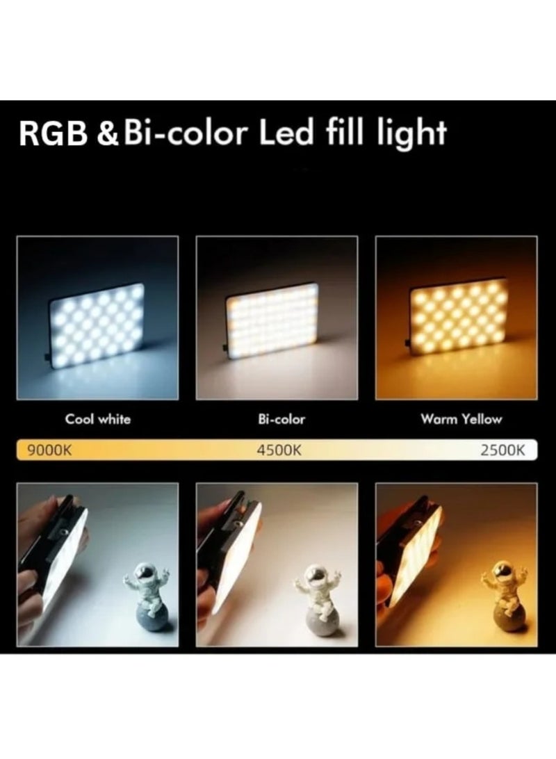 تقليدي ضوء سيلفي محمول قابل لإعادة الشحن RGB – إضاءة فيديو كاملة الألوان قابلة للتعديل من 3200K إلى 6500K، مناسبة للهاتف واللاب توب والتابلت والكاميرا، مثالي للسيلفي ومكالمات الفيديو والتصوير - Image 2