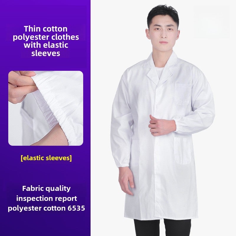 Long Sleeve Unisex Lab Coat Custom Logo Cotton polyester card thin elastic sleeve (hot) 