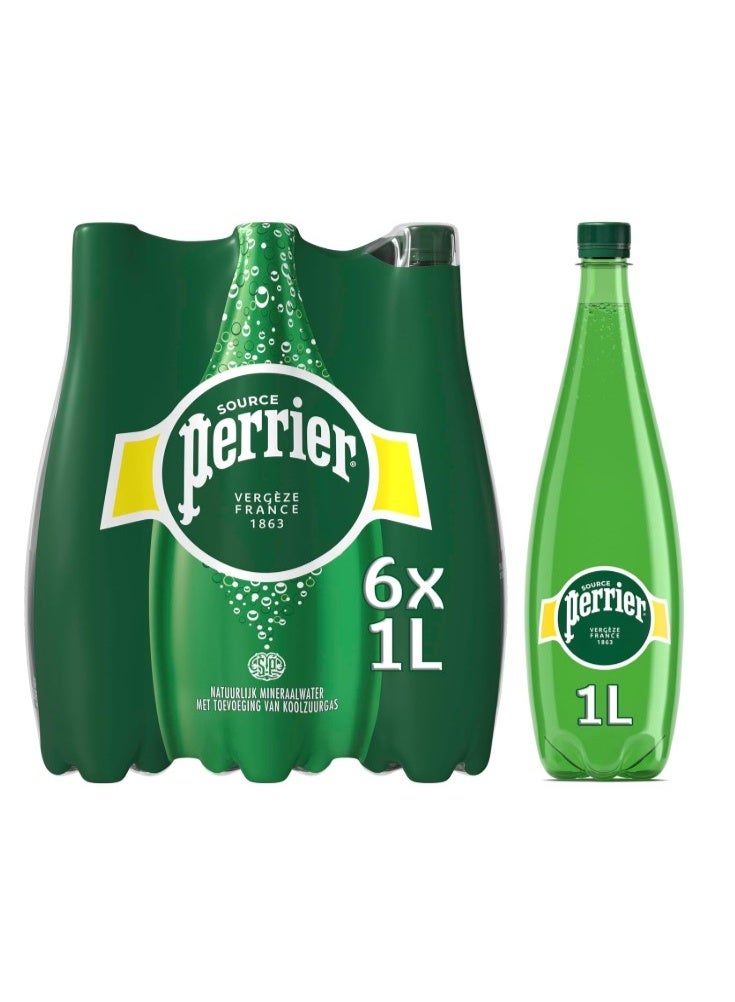 بيرير مياه بيريه المعدنية الفوارة الطبيعية، 1 لتر (عبوة من 6 زجاجات) - Image 1