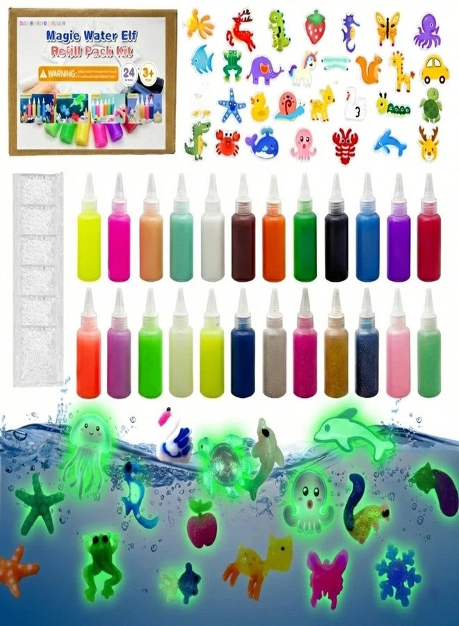 RANGRANGMANJIA Magic Water Elf Toy Kit Refill,DIY Slime Squishy Making Kit for Kids,STEM Arts & Crafts Family Activity(12 Solid+6 Glow+4 Sparkling+2 Pearlescent+32) - Image 1