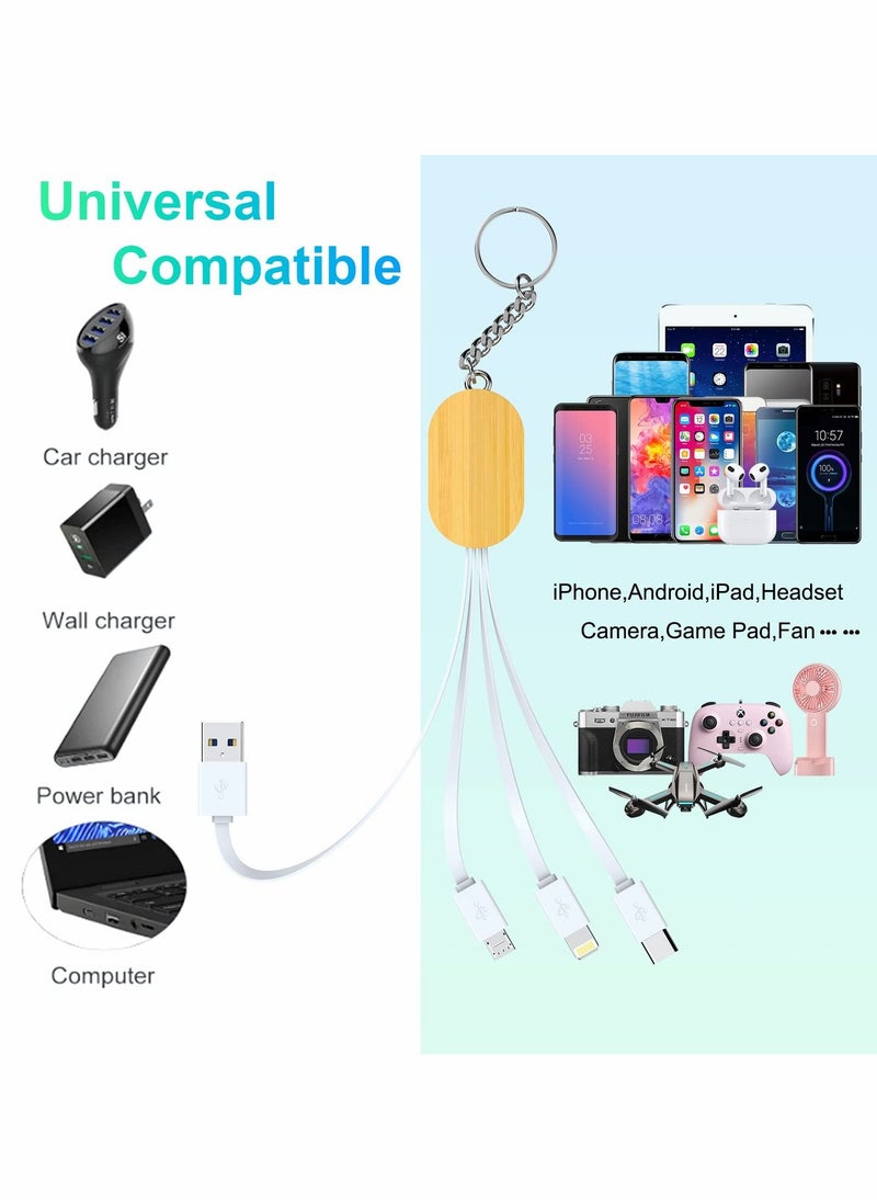 Y&D - Multi 4-IN-1 USB Universal Short Phone KeyChain Charger Cable,Lightning+Type C+Micro Nylon Braided Sync Keyring Cord for iPhone /iPad/Apple/Android/2 Pack - Image 1