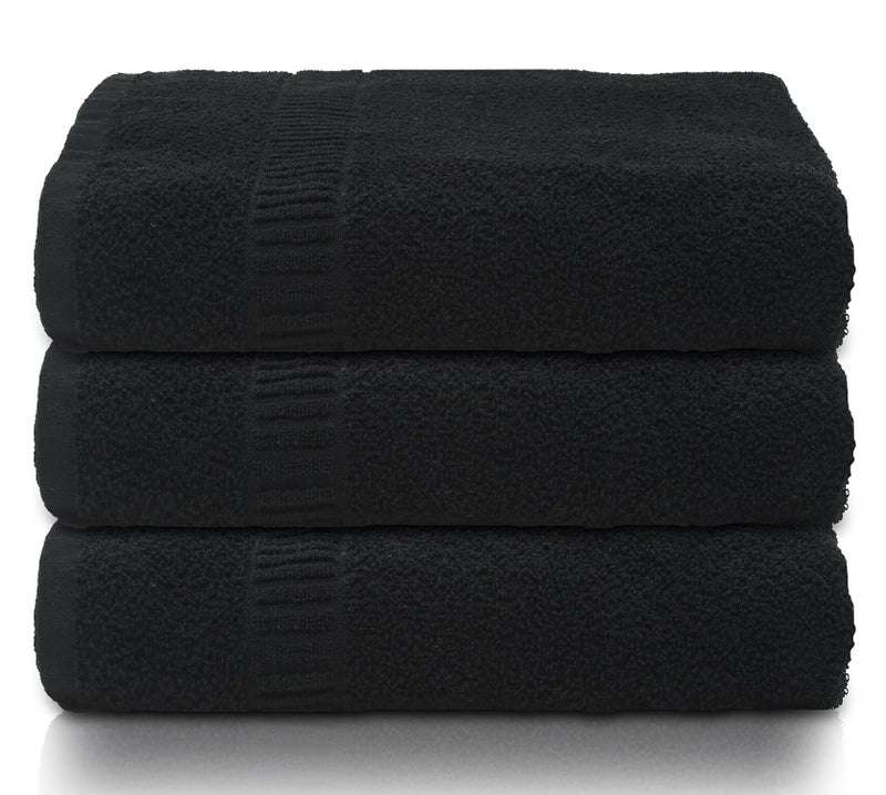 Kuber Industries Kuber Industries Premium Super Soft, Fluffy, and Absorbent, Cotton Bath Towel Perfect for Daily Use, 30"x60", Pack of 3 (Black), Standard (HS39KUBMART023836)  - Image 1