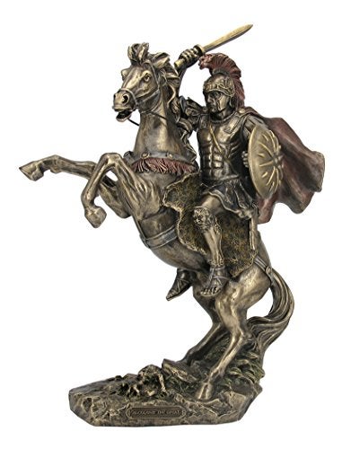 UNICORN STUDIO Bronzed Finish Alexander The Great on Horseback Statue - Image 1