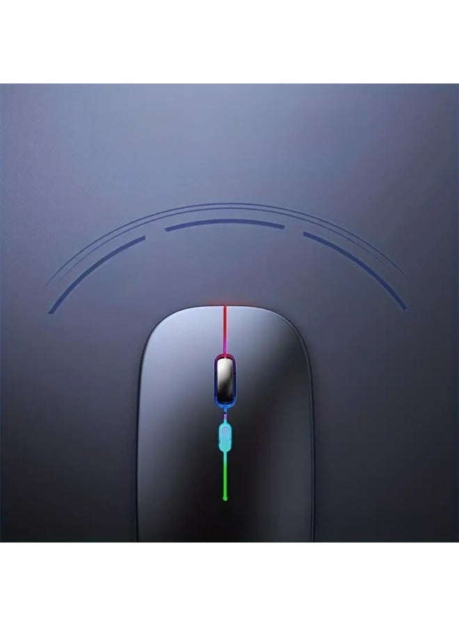 Luminous Office Bluetooth Mute Wireless Mouse Gift Gaming Computer Laptop Charging Mouse-Color:Charging And Lighting 2.4g + Bluetooth★★★ Mirror White - Image 5
