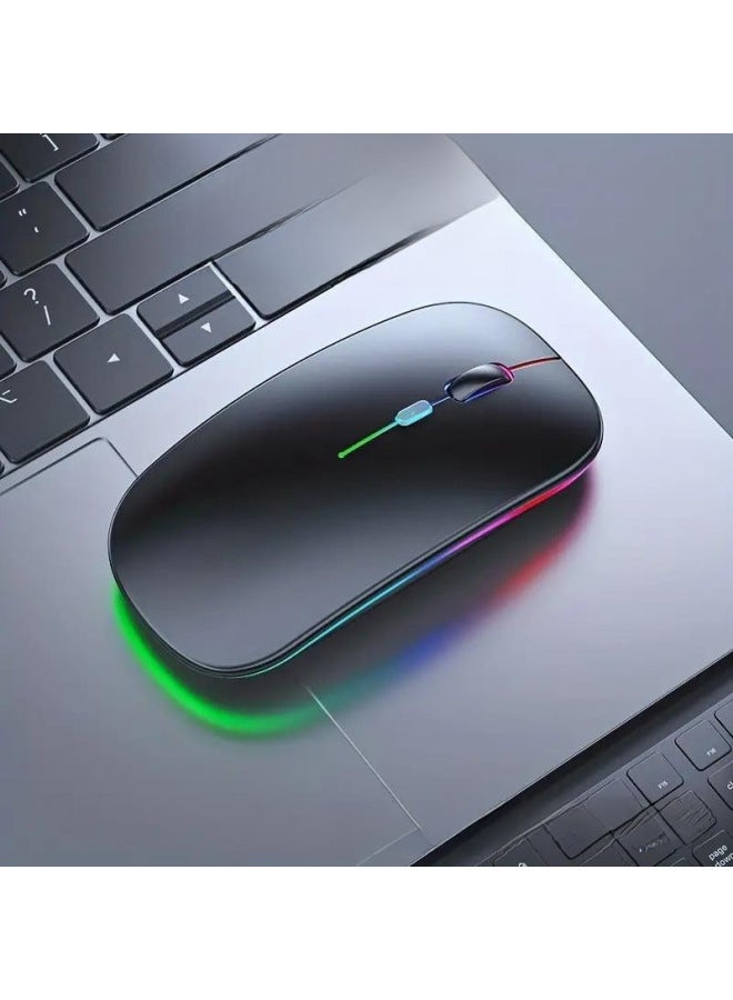 Luminous Office Bluetooth Mute Wireless Mouse Gift Gaming Computer Laptop Charging Mouse-Color:Charging And Lighting 2.4g + Bluetooth★★★ Mirror White - Image 4