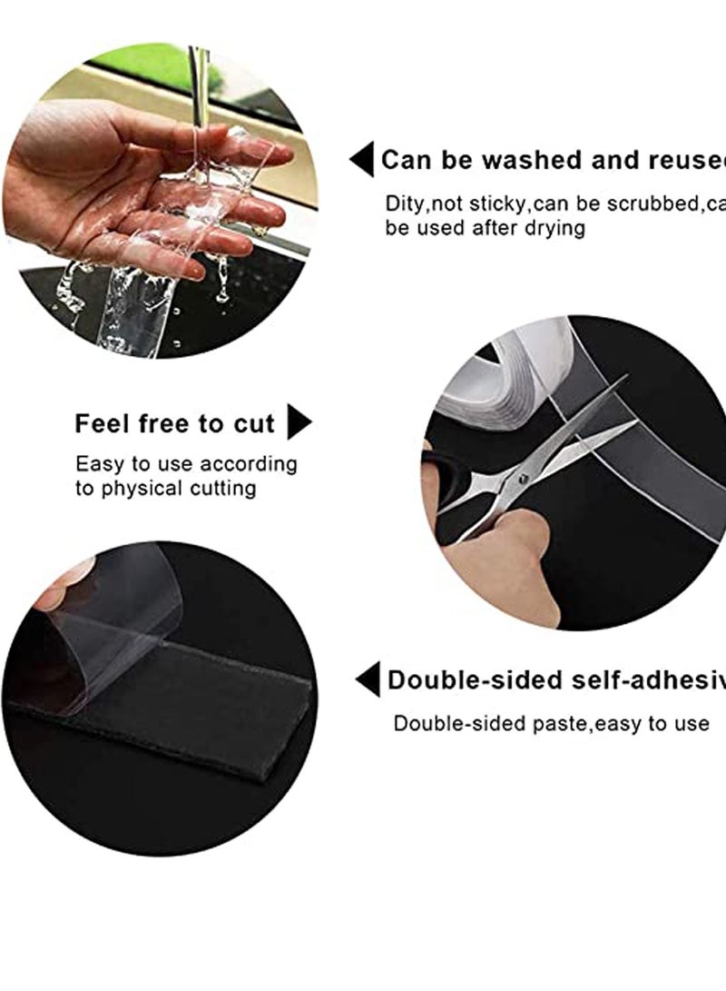 SYOSI Reusable Nano Double Sided Tape - Strong Adhesive Tape Heavy Duty, No-Trace Removable Transparent Glue Fix Tape, Washable Strong Gel Anti-Slip Tape for Photos Wall Kitchen - Image 3