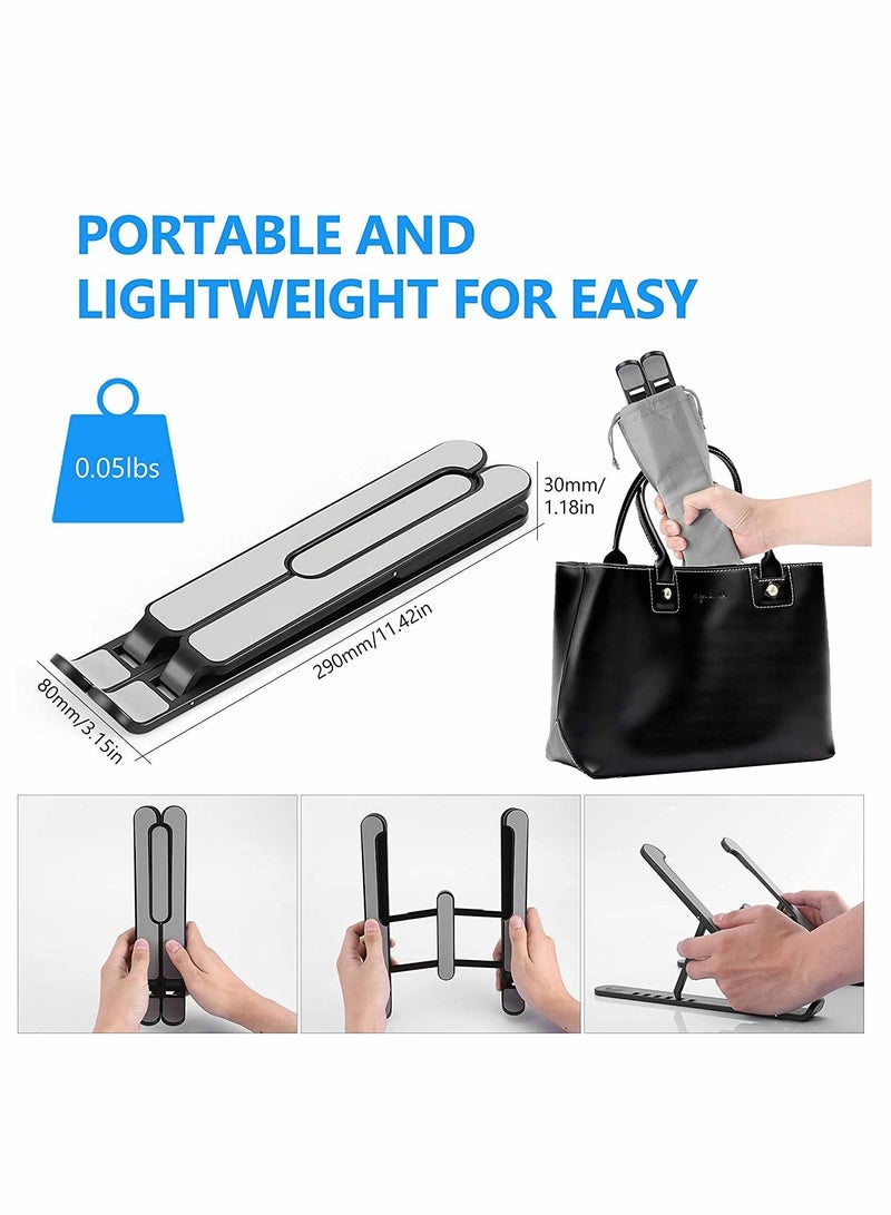 KASTWAVE Portable Laptop Stand, Laptop Holder Stand for Tablets, MacBook Pro and Laptops Adjustable Notebook Stand Desk Riser Foldable Notebook Cooling (Black) - Image 2