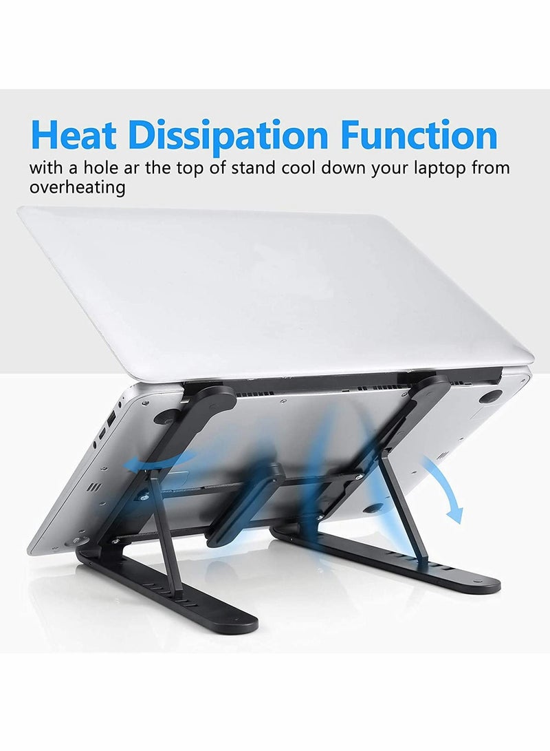KASTWAVE Portable Laptop Stand, Laptop Holder Stand for Tablets, MacBook Pro and Laptops Adjustable Notebook Stand Desk Riser Foldable Notebook Cooling (Black) - Image 4