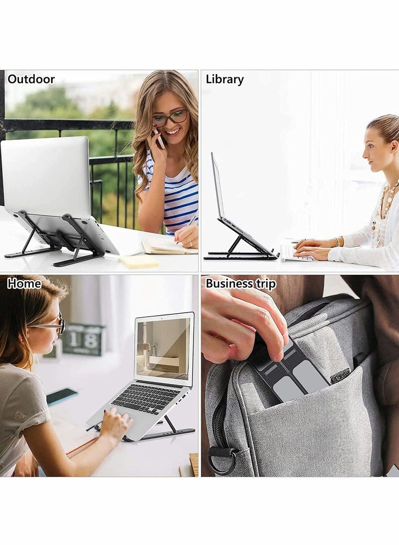 KASTWAVE Portable Laptop Stand, Laptop Holder Stand for Tablets, MacBook Pro and Laptops Adjustable Notebook Stand Desk Riser Foldable Notebook Cooling (Black) - Image 5