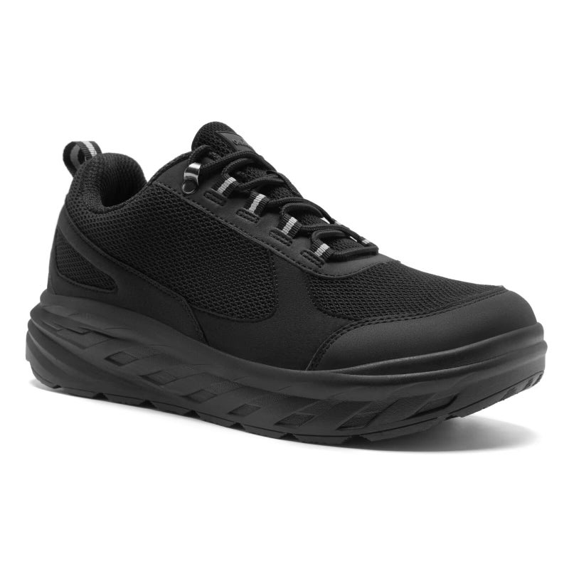OrthoComfoot Men's Orthopedic Diabetic Wide Walking Shoes: Comfortable Adjustable Fit Shoes for High Arch, Arch Support Orthotic Fashion Sneakers for Plantar Fasciitis Black Size 9 - Image 1