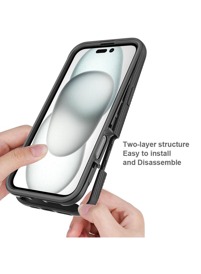 S-TOP Case For iPhone 16 Plus Starry Sky Solid Color Series PC + TPU Phone Case with PET Film - Image 3