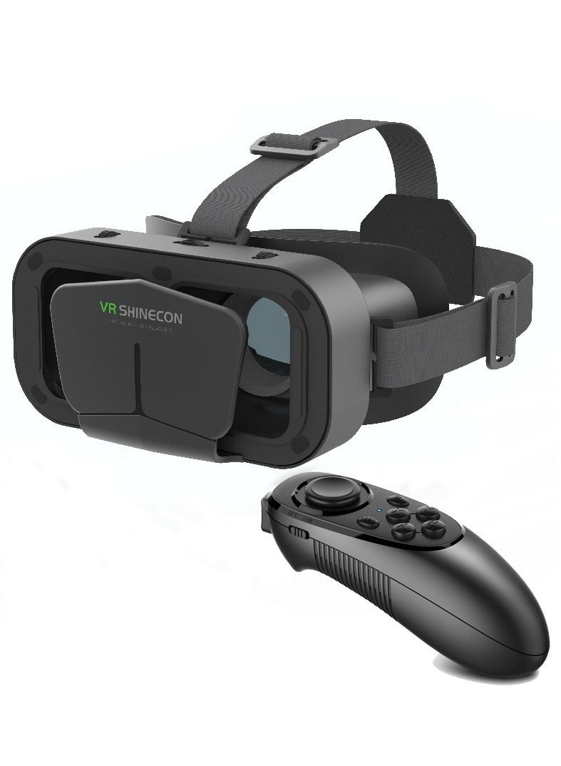 VR SHINECON VR 3D Virtual Reality Headset with Controller for Movies and Games Black - Image 1